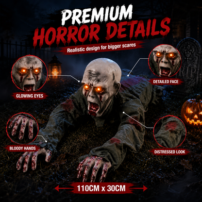 🎃 Limited-Time Halloween Sale | Animated Crawling Ghost with Glowing Eyes – 110cm Horror Decoration