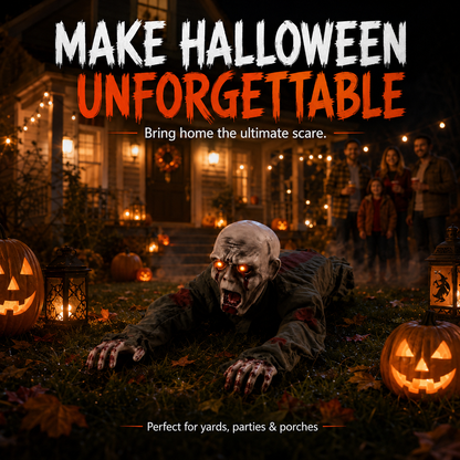 🎃 Limited-Time Halloween Sale | Animated Crawling Ghost with Glowing Eyes – 110cm Horror Decoration