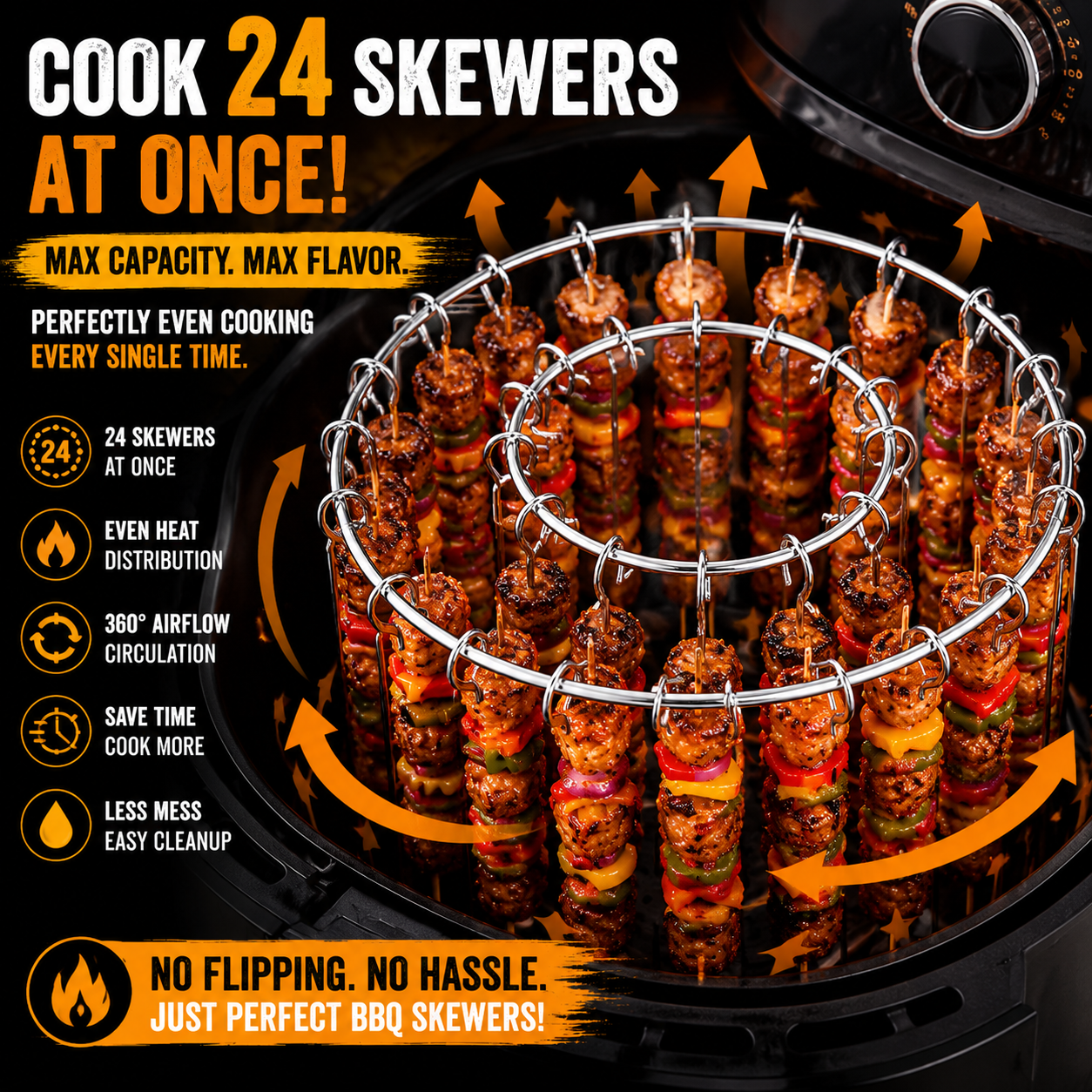 🔥Cook 24 Skewers at Once – No Flipping, No Mess, No Effort
