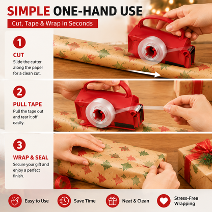 ✂️ 2-in-1 Gift Wrap Cutter | Built-In Tape Dispenser For Easy Wrapping🎁