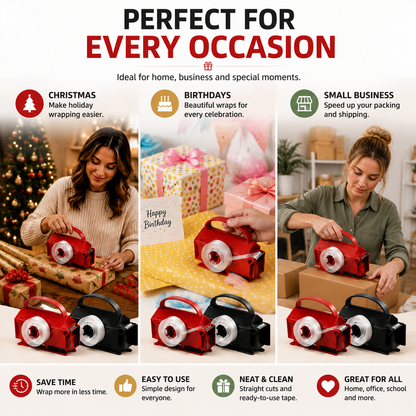 🎁2-in-1 Wrapping PaperCutter & Tape Dispenser -Faster Gift Wrapping Tool