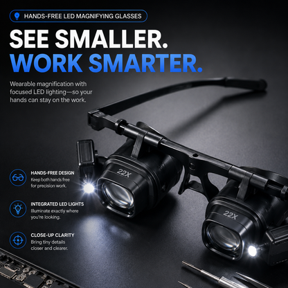🔍 Hands-Free LED Magnifying Glasses for Precision Work