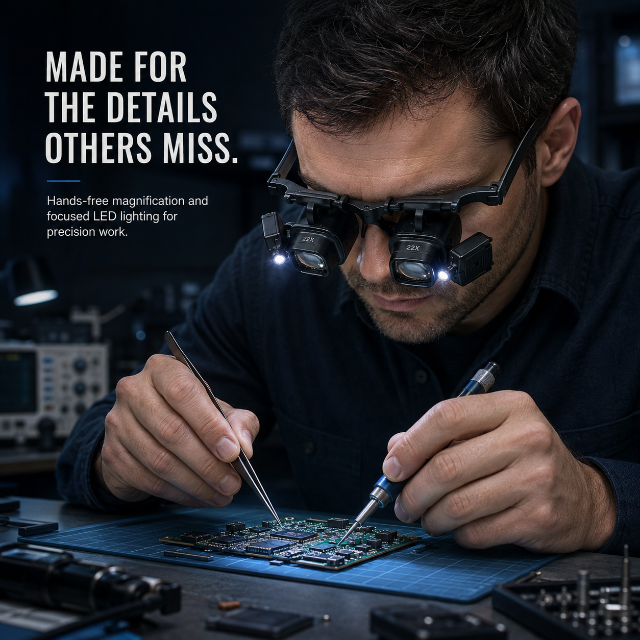 🔍 Hands-Free LED Magnifying Glasses for Precision Work