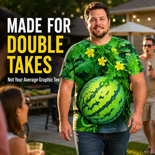 Funny 3D Watermelon Belly T-Shirt – Summer Novelty Graphic Tee