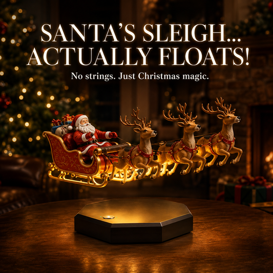 🔥🎅Floating Santa Sleigh with 3 Reindeer-Magnetic Christmas Magic