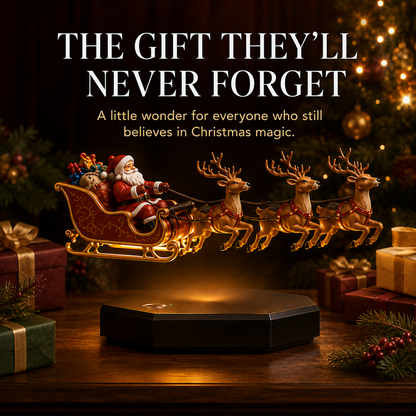 ⚡🎅Floating Santa Sleigh with 3 Reindeer-Magnetic Christmas Magic