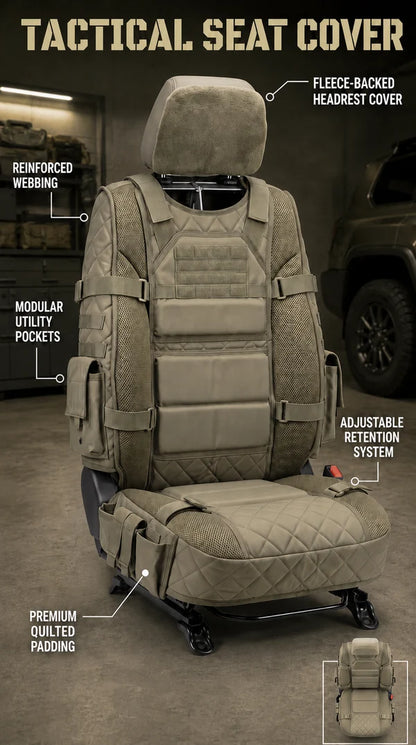 🚗Rugged Truck Seat Cover -Tactical Storage, Seat Protection & All-Day Comfort