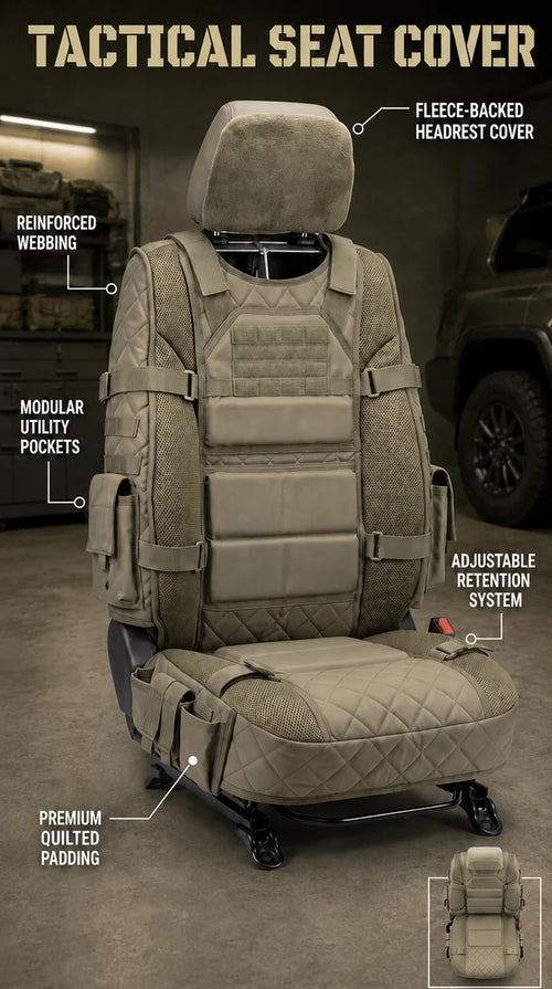 🚗Rugged Truck Seat Cover -Tactical Storage, Seat Protection & All-Day Comfort