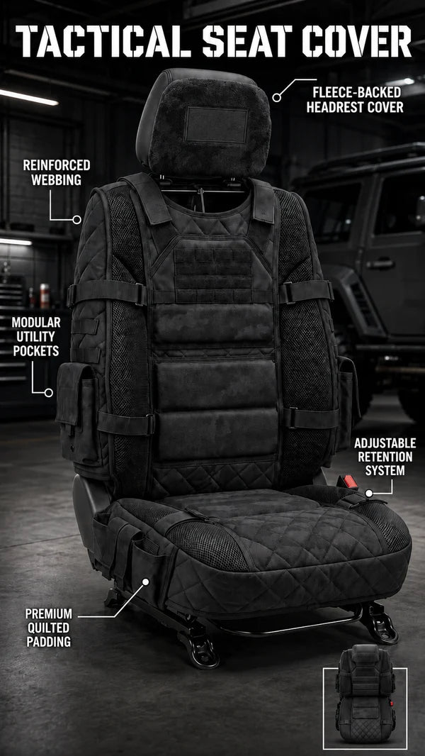 🚗Rugged Truck Seat Cover -Tactical Storage, Seat Protection & All-Day Comfort