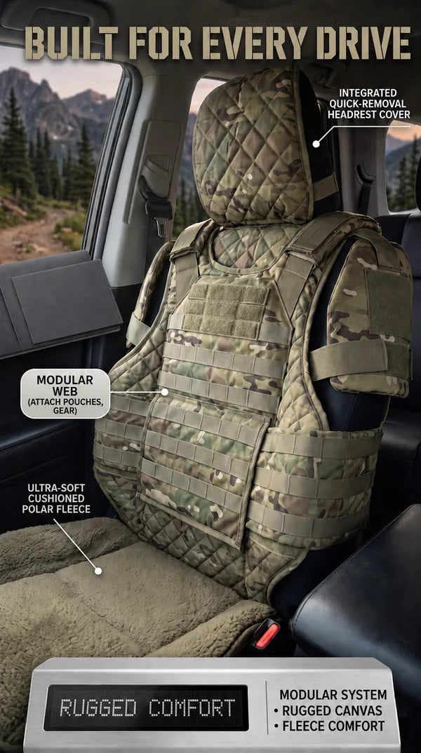 🚗Rugged Truck Seat Cover -Tactical Storage, Seat Protection & All-Day Comfort