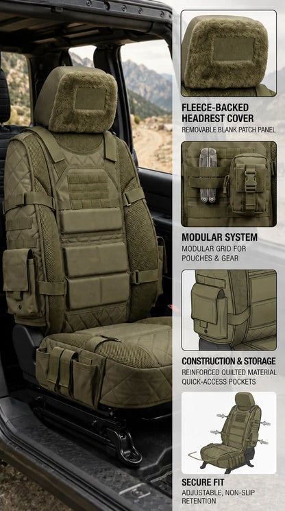 🚗Rugged Truck Seat Cover -Tactical Storage, Seat Protection & All-Day Comfort