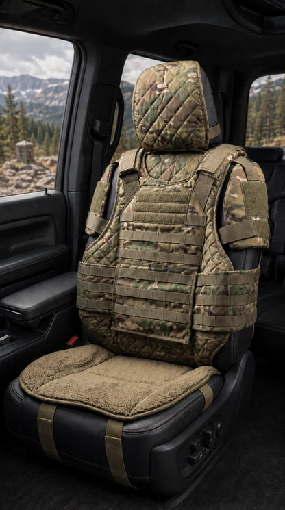🚗Rugged Truck Seat Cover -Tactical Storage, Seat Protection & All-Day Comfort