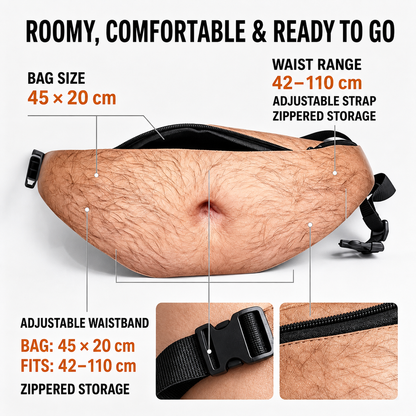 😂Beer Belly Fanny Pack | Realistic Belly Print Waist Bag in 4 Patterns