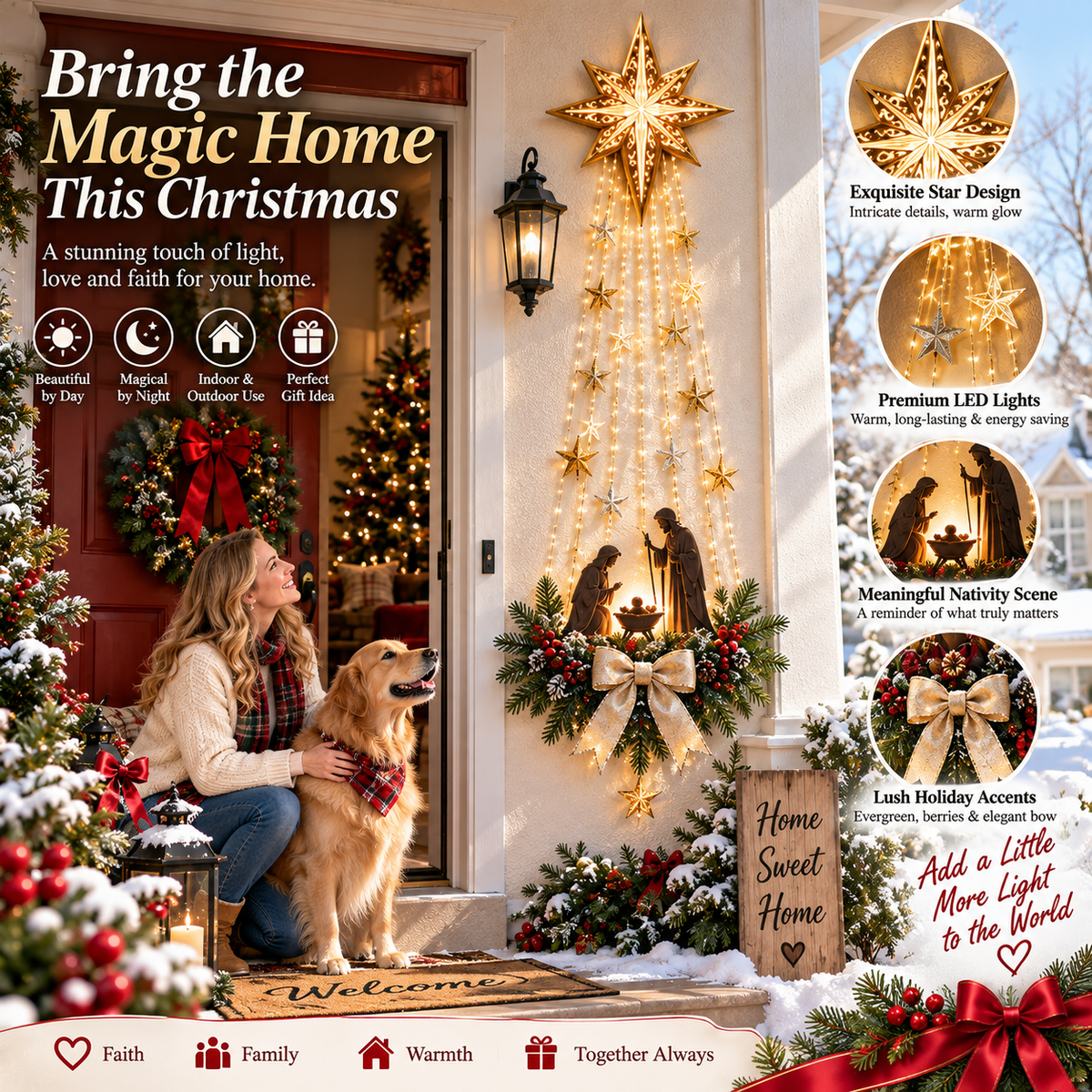 ✝️ Bethlehem Star of Faith™ – Lighted Nativity Wall Decor