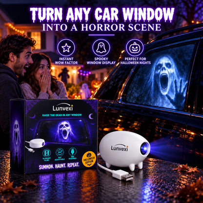 🕷️Halloween Window Projector – 16 Spooky Films, USB Powered