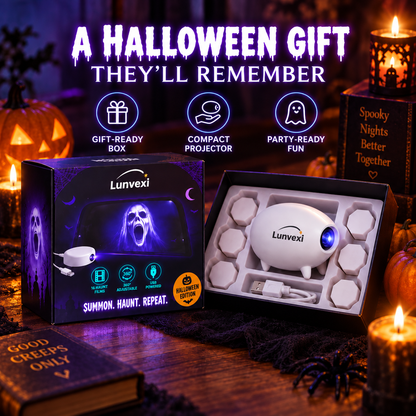 🕷️Halloween Window Projector – 16 Spooky Films, USB Powered