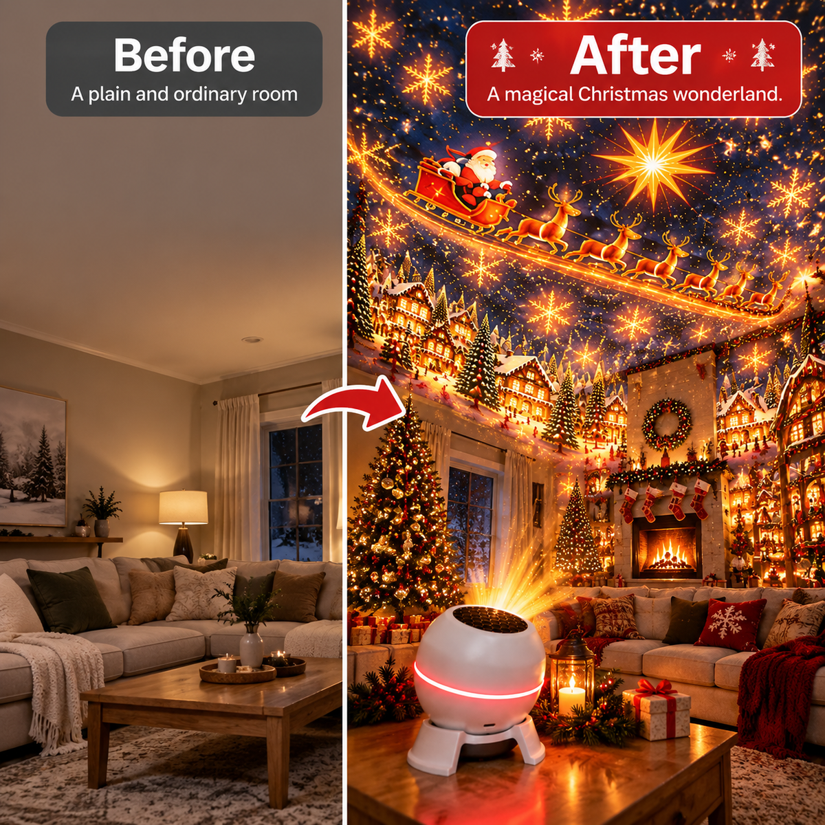 🎄 Christmas Magic Projection Light – Bring Holiday Scenes to Life ✨