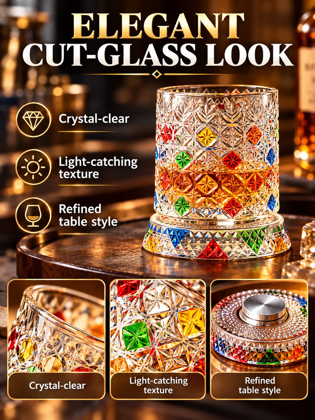 🍸Luxury 360° Spinning Crystal Glass