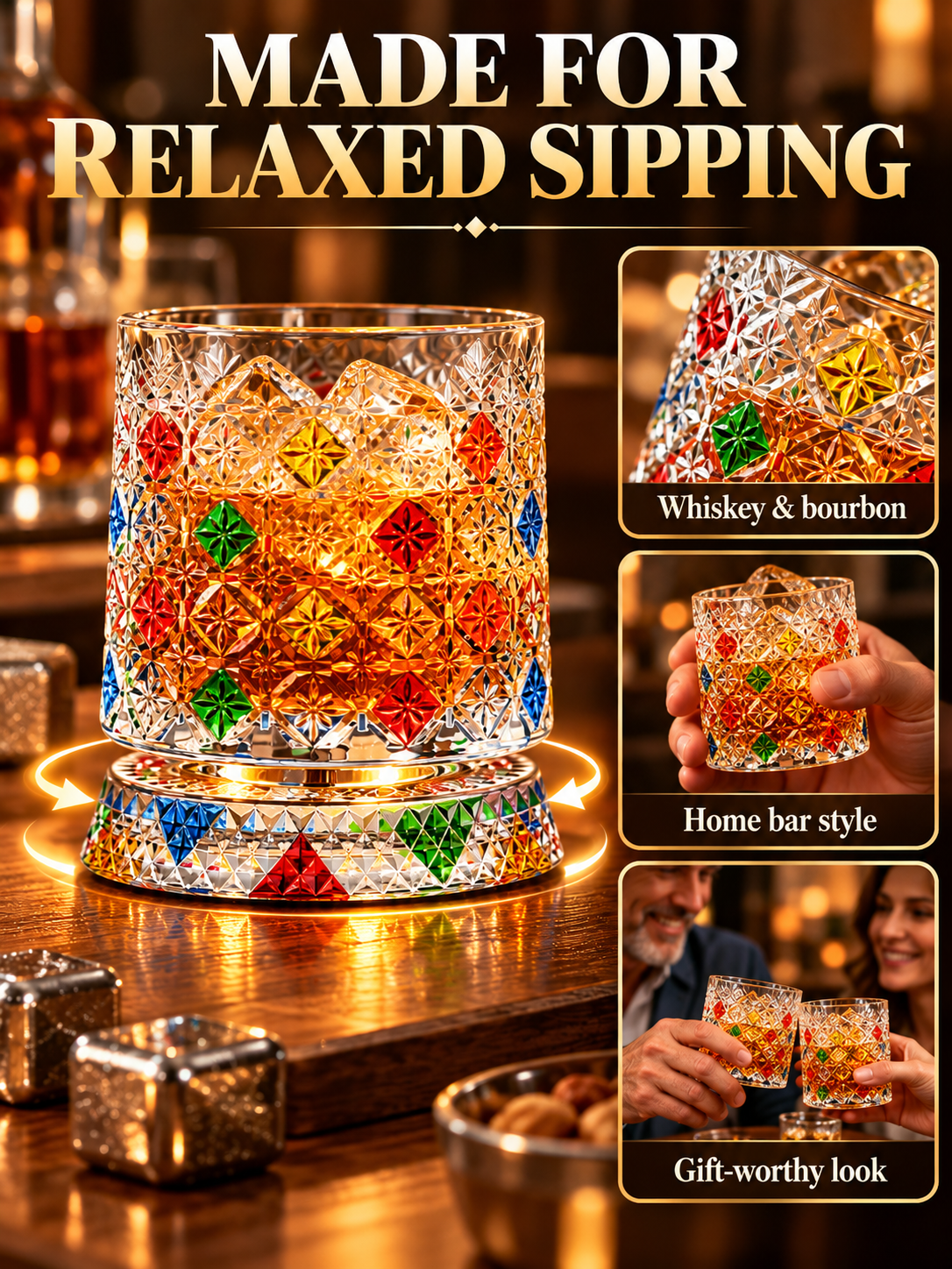 🍸Luxury 360° Spinning Crystal Glass