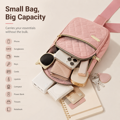 ✨Women's Solid Color Quilted Waterproof Belt Bag✨
