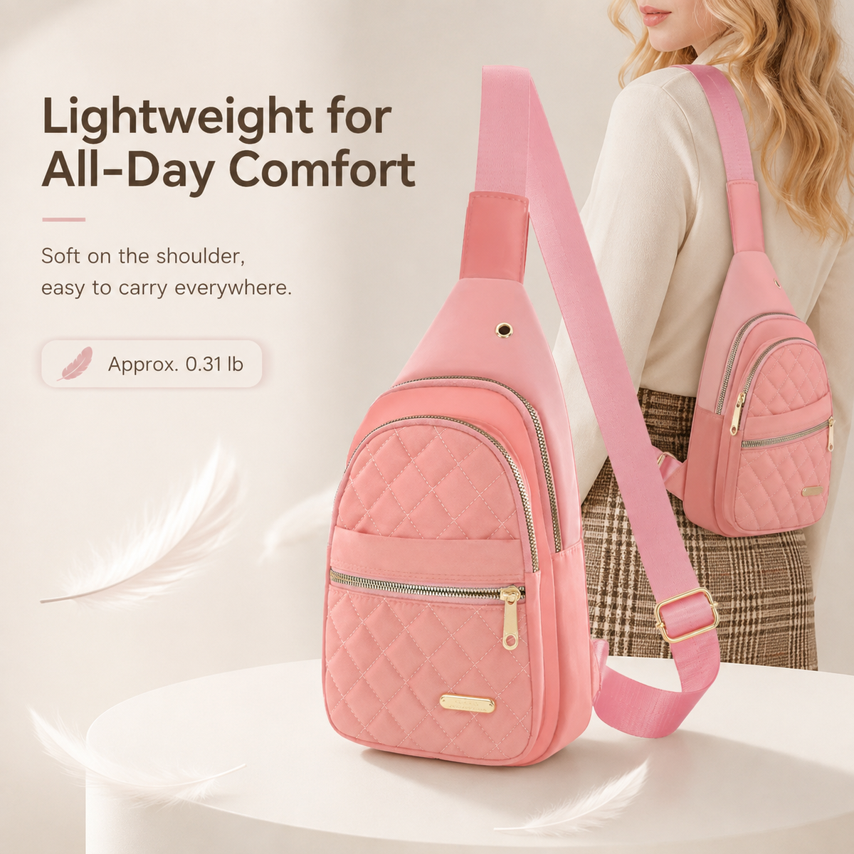 ✨Women's Solid Color Quilted Waterproof Belt Bag✨