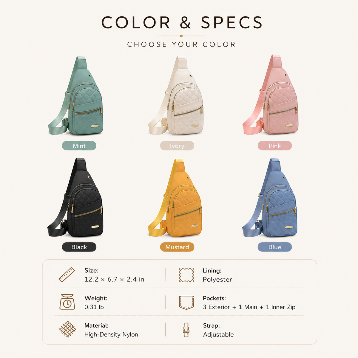 ✨Women's Solid Color Quilted Waterproof Belt Bag✨