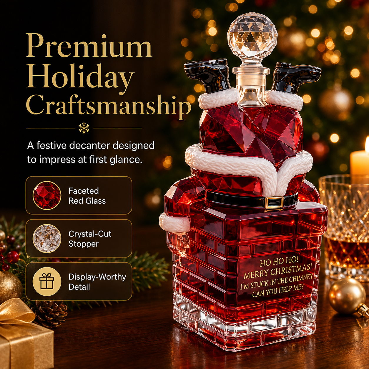 🎅 2026 Christmas Gift 50% Off--💥 Pre-order: 49% Off – Santa Stuck in the Chimney Whiskey Bottle