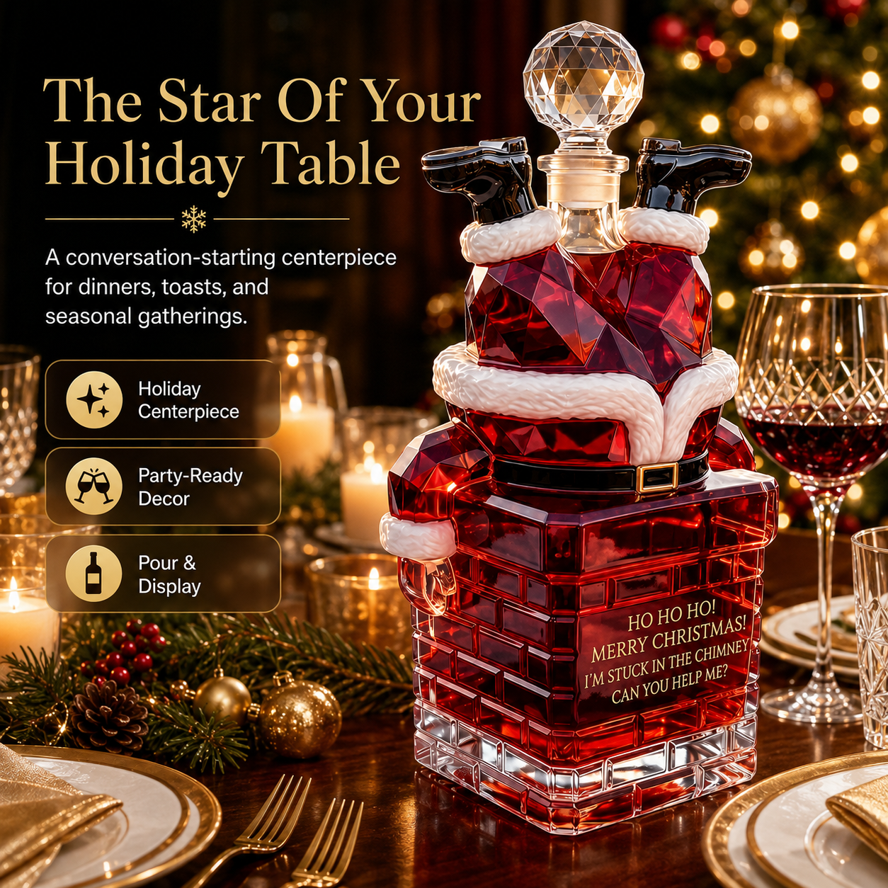 🎅 2026 Christmas Gift 50% Off--💥 Pre-order: 49% Off – Santa Stuck in the Chimney Whiskey Bottle