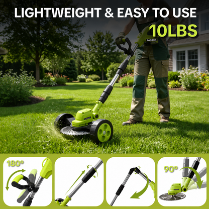 ⚡21V 3-in-1 Cordless String Trimmer, Edger & Mini Mower – 2 Batteries Included