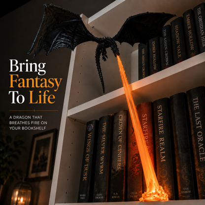 🐉 Fire-Breathing Dragon Bookshelf Lamp – Fantasy LED Shelf Decor