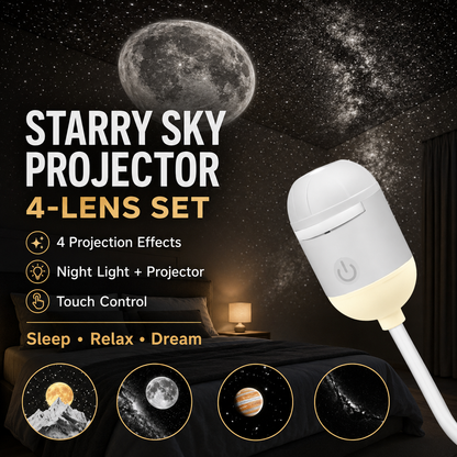 2-in-1 Galaxy Projector Night Light | USB Mini Star & Moon Projector for Bedroom, Adjustable Brightness, 360° Projection