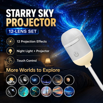2-in-1 Galaxy Projector Night Light | USB Mini Star & Moon Projector for Bedroom, Adjustable Brightness, 360° Projection