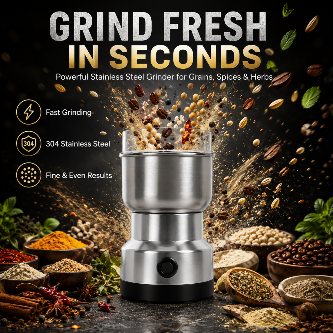 High-speed stainless steel grain grinder product showcase