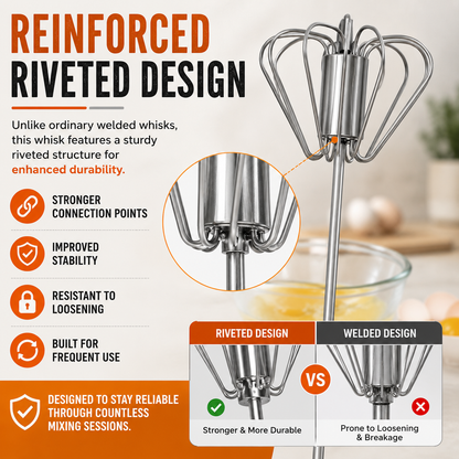 ✨Hand Push Rotary Egg Beater, Stainless Steel Whisk for Quick Mixing
