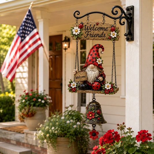 🔔🔥Hot Sale 50% OFF 🐞🔔 Rustic Garden Gnome Bell
