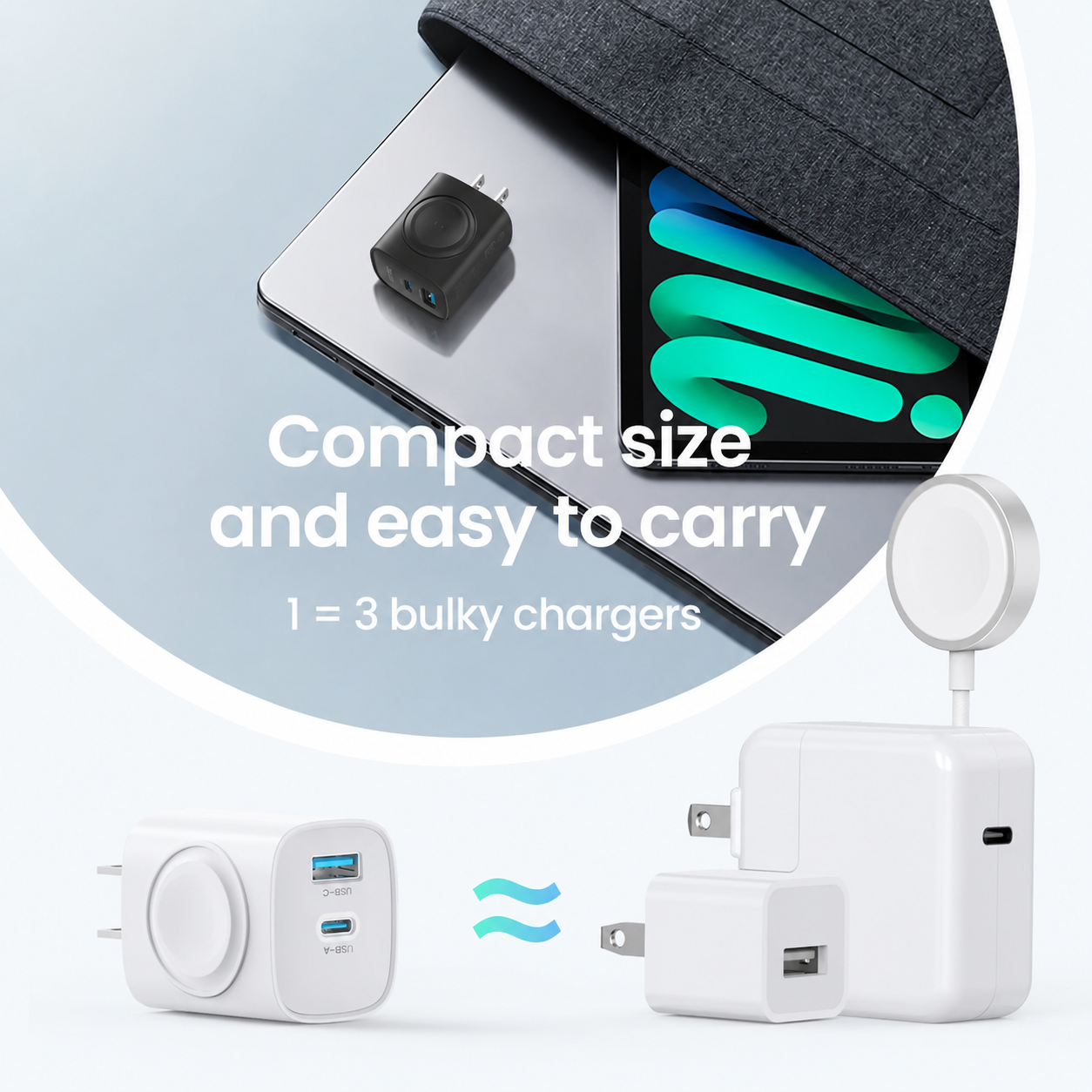3-in-1 Magnetic Apple Watch & iPhone Charger | 20W USB-C Fast Charger
