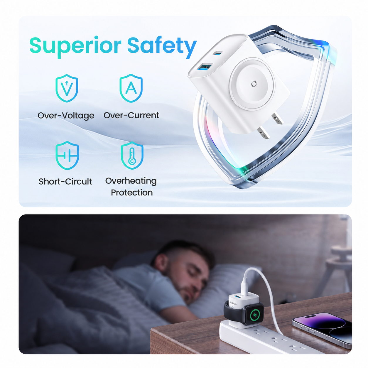 🔥 3-in-1 Magnetic Apple Watch Charger | Fast USB-C Wall Charger