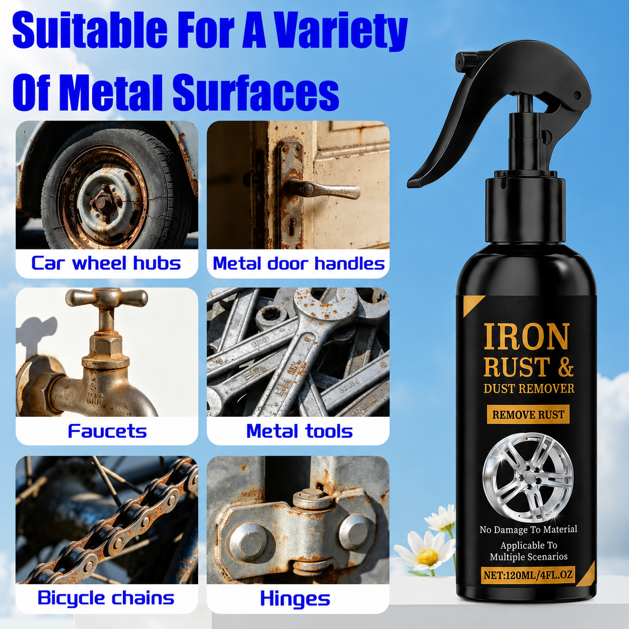 🔥Automotive Rust Remover Spray 120ML 🚗 Fast & Effective Metal Cleaner