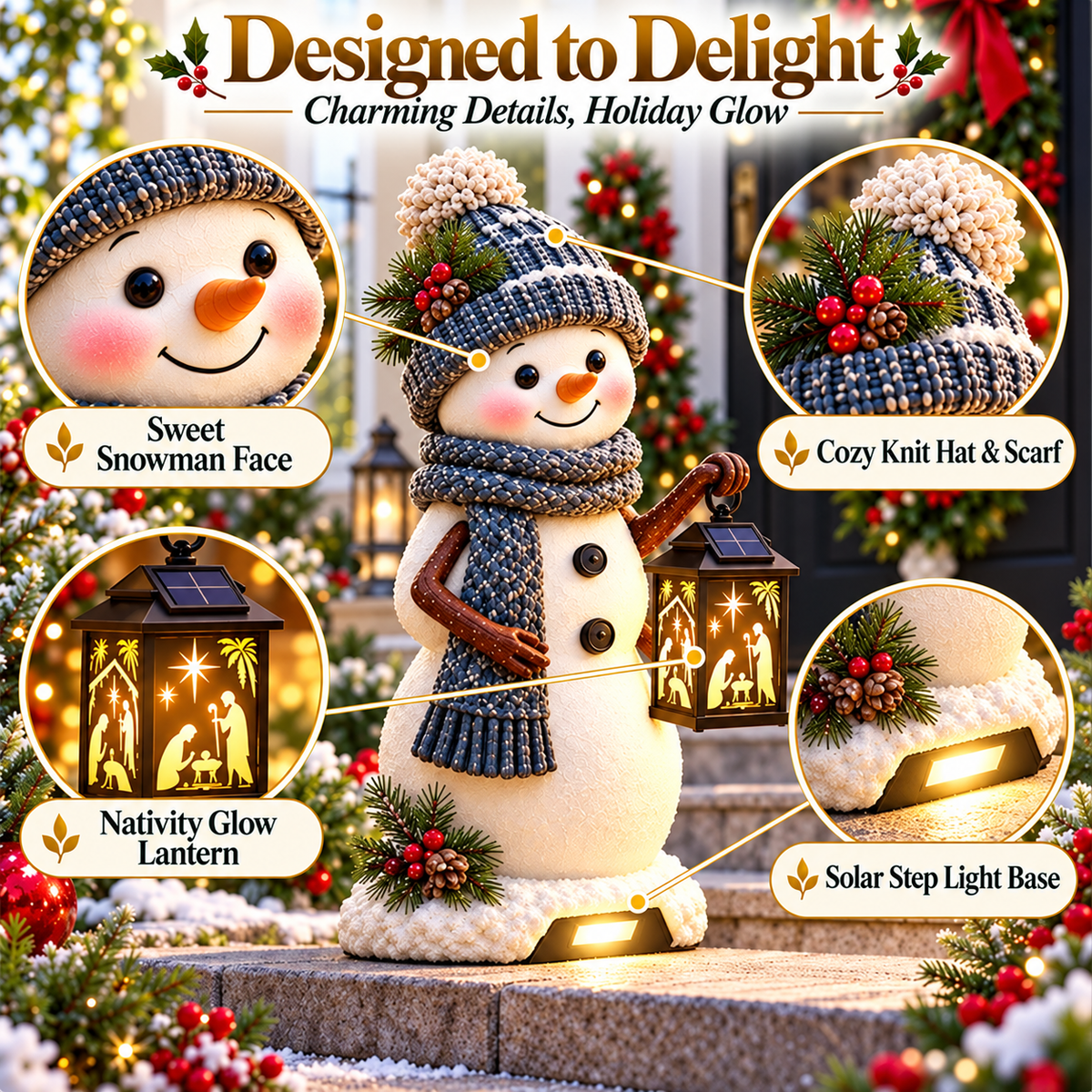 🎉⛄ Last Day 49% Snowman Nativity Glow™ – Solar Christmas Step Light with Holy Family Projection🎉