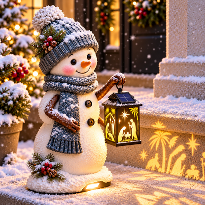 🎉⛄ Last Day 49% Snowman Nativity Glow™ – Solar Christmas Step Light with Holy Family Projection🎉