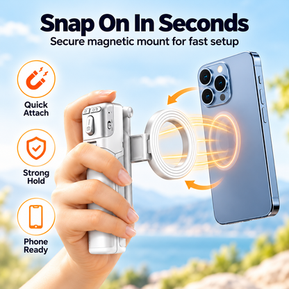 📸✨ Magnetic Phone Grip – Zoomable Selfie Stick & Portable Tripod for Perfect Shots! 🤳🔥
