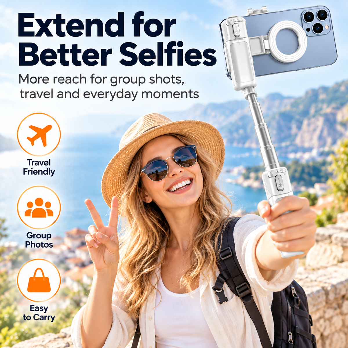 📸✨ Magnetic Phone Grip – Zoomable Selfie Stick & Portable Tripod for Perfect Shots! 🤳🔥