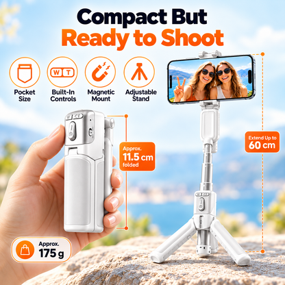 📸✨ Magnetic Phone Grip – Zoomable Selfie Stick & Portable Tripod for Perfect Shots! 🤳🔥