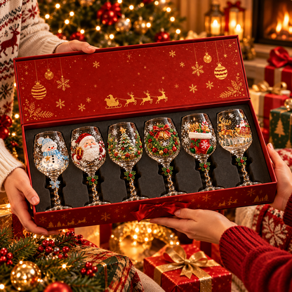 🎄🍷 3D Christmas Wine Glass Set – Magical Holiday Glassware & Festive Gift! 🎁✨
