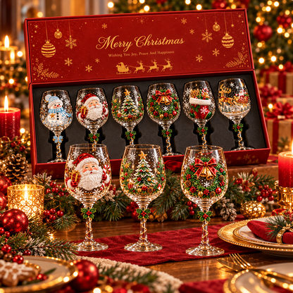 🎄🍷 3D Christmas Wine Glass Set – Magical Holiday Glassware & Festive Gift! 🎁✨