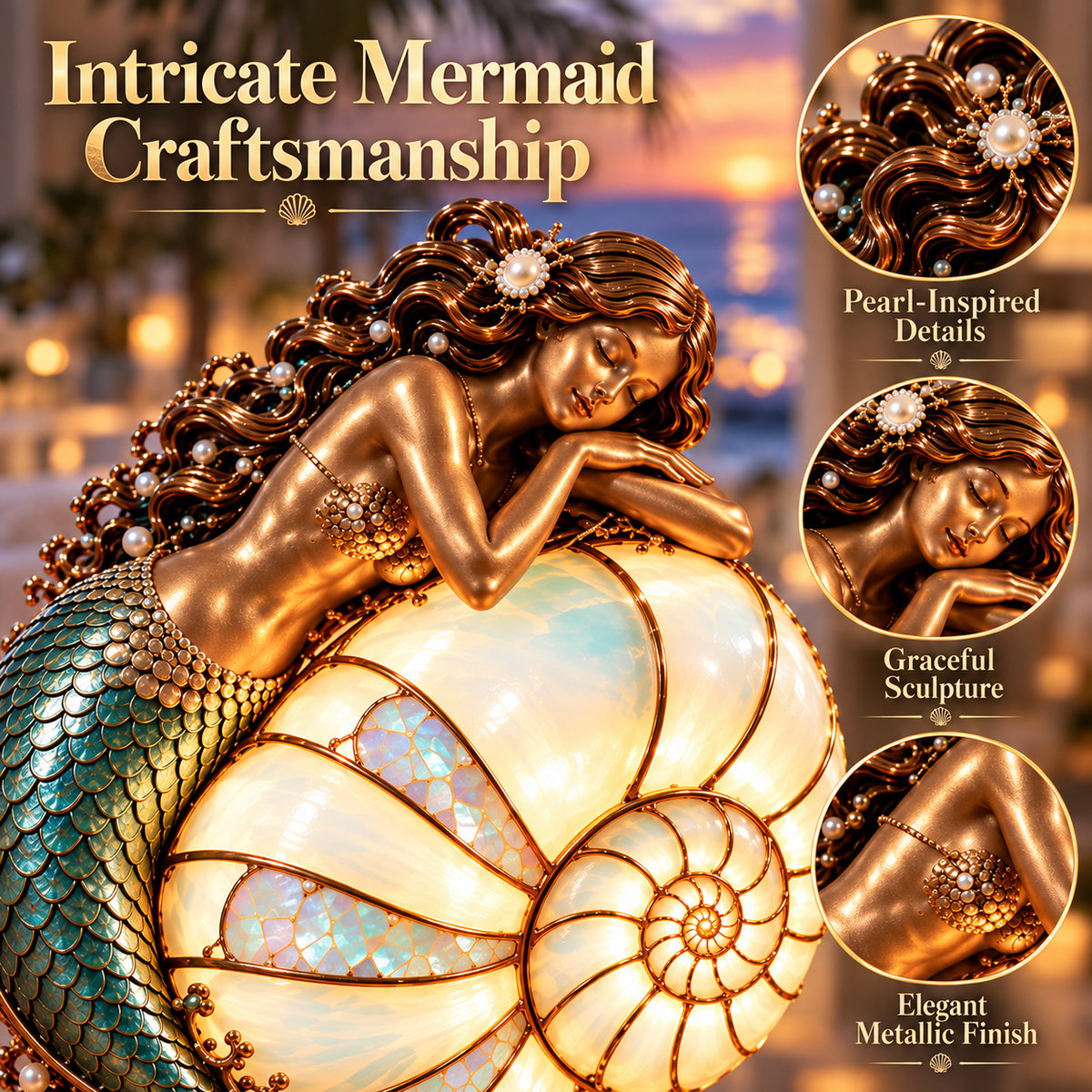 🎀🔥Last Day 49% OFF🧜‍♀️ Moon-Tide Mermaid Nautilus Lamp
