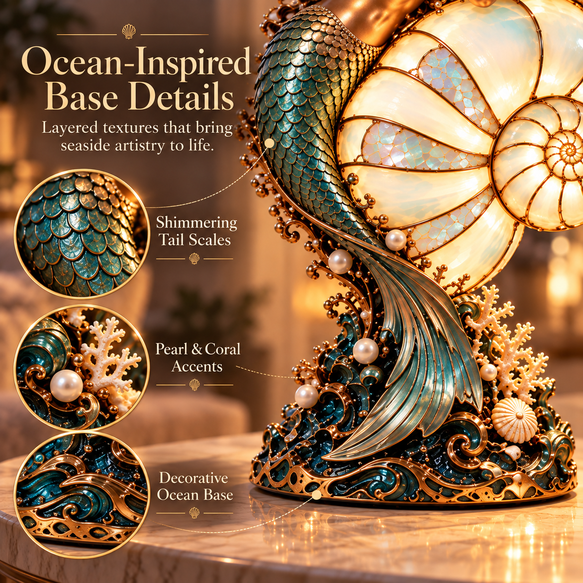 🎀🔥Last Day 49% OFF🧜‍♀️ Moon-Tide Mermaid Nautilus Lamp