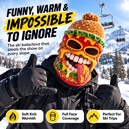 😜 Funny Food Knit Balaclava – Warm Full-Face Ski Mask for Winter Adventures