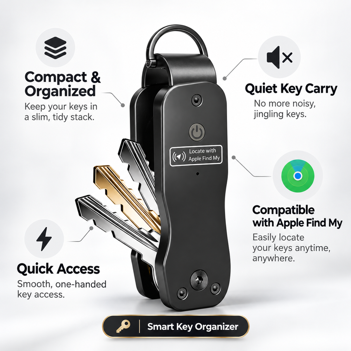 🔑 Smart Key Organizer with Apple Find My – Compact Everyday Key Holder
