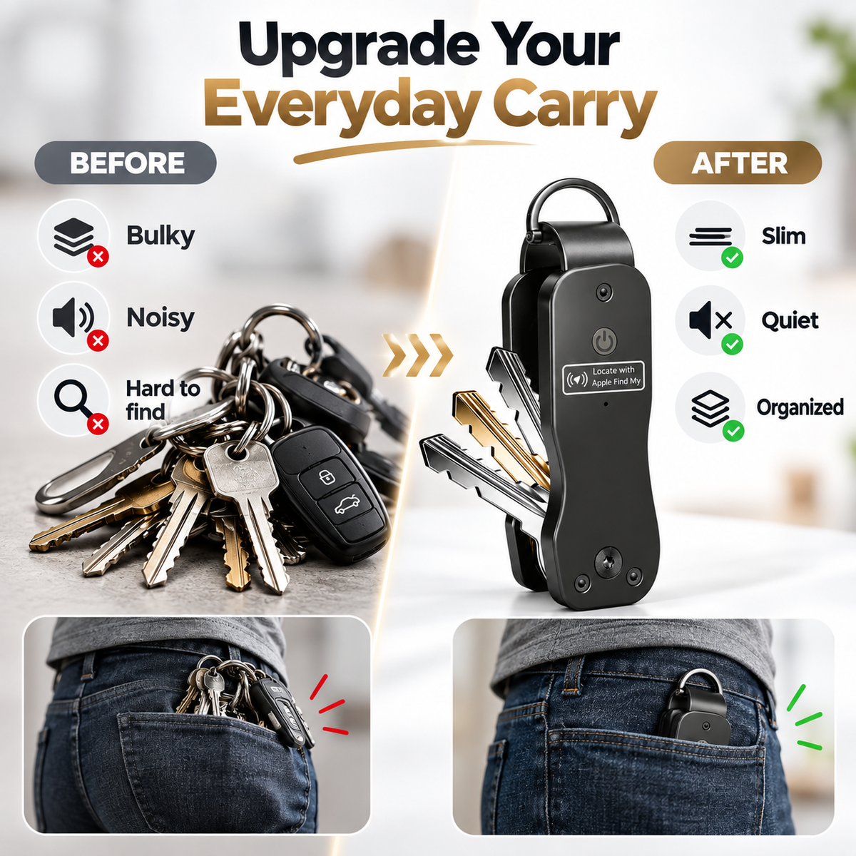🔑 Smart Key Organizer with Apple Find My – Compact Everyday Key Holder